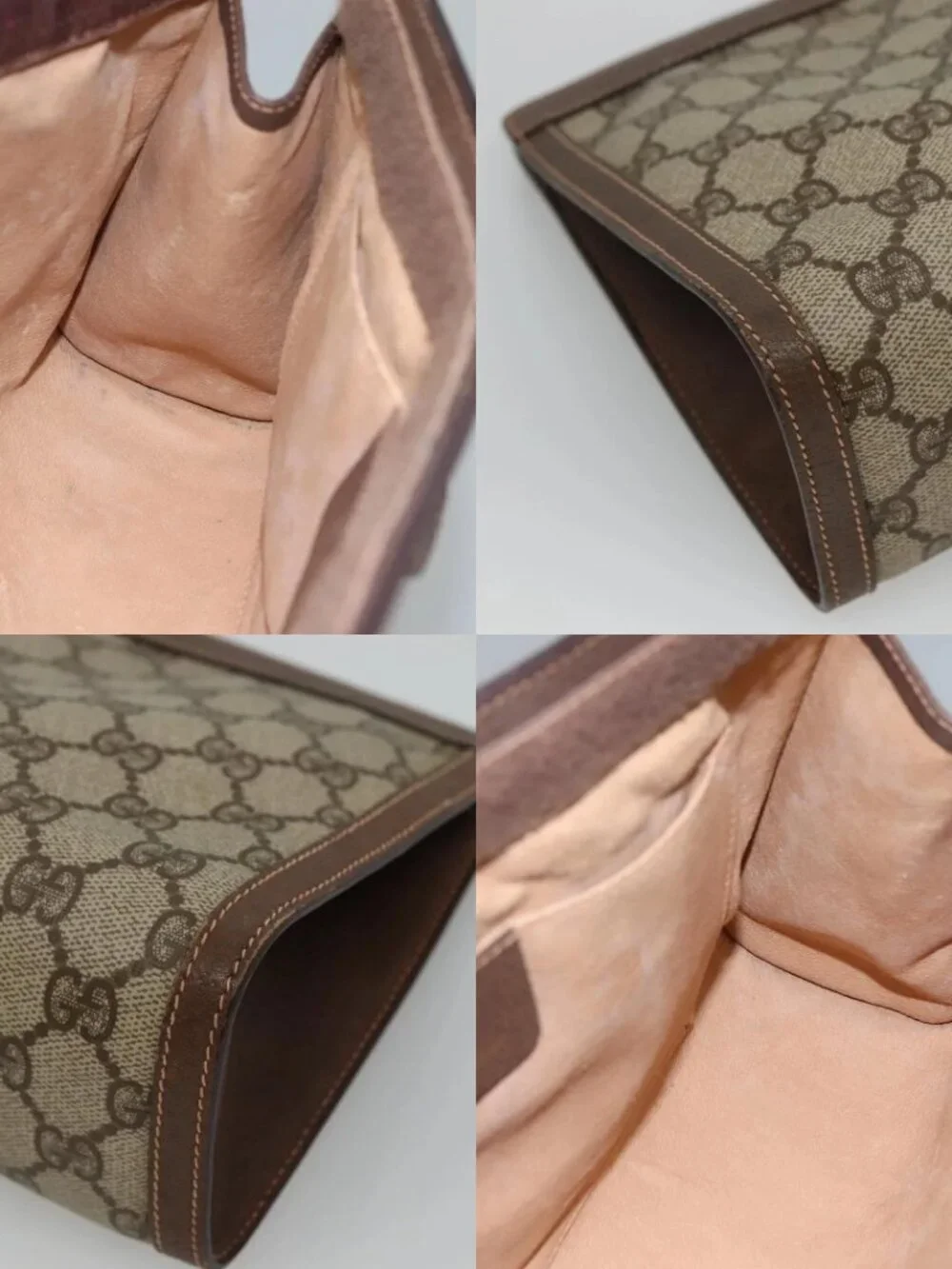 GUCCI GG Supreme Web Sherry Line Clutch Bag PVC Beige Red 156 01 033 Auth MY044